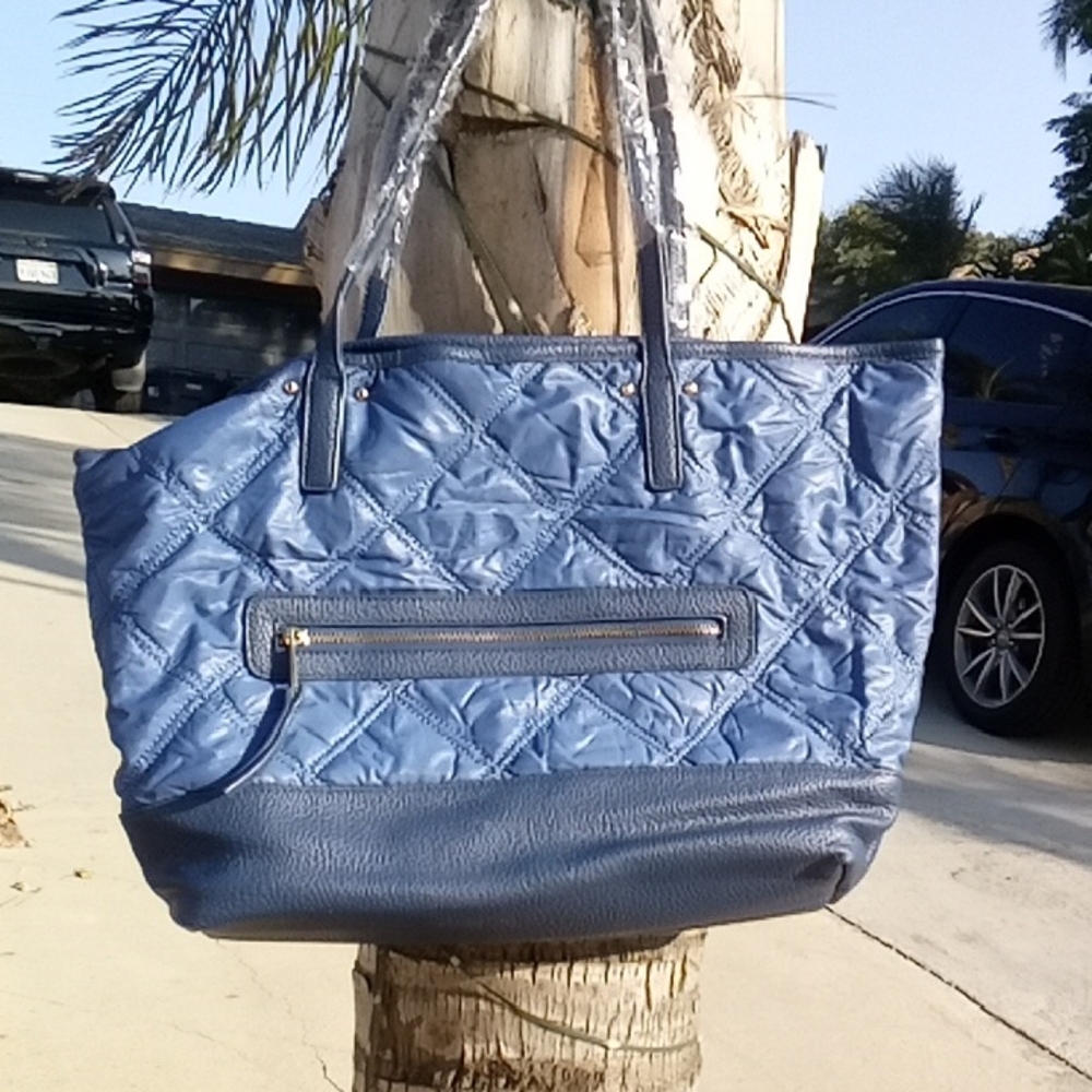 Blue Quilted Tote Bag